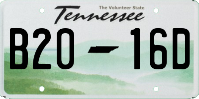 TN license plate B2016D