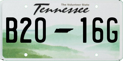 TN license plate B2016G