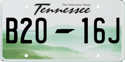 TN license plate B2016J