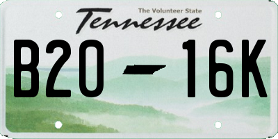 TN license plate B2016K