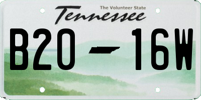 TN license plate B2016W