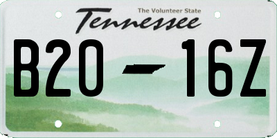 TN license plate B2016Z