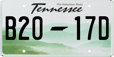 TN license plate B2017D