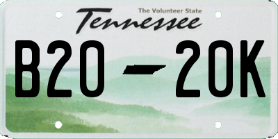 TN license plate B2020K