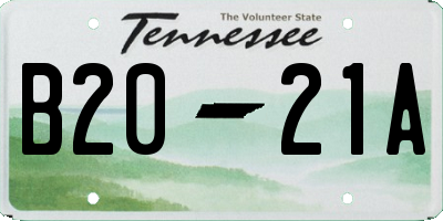 TN license plate B2021A