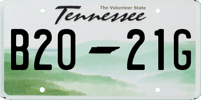 TN license plate B2021G