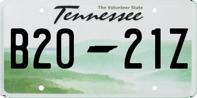 TN license plate B2021Z