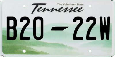 TN license plate B2022W