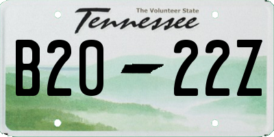 TN license plate B2022Z