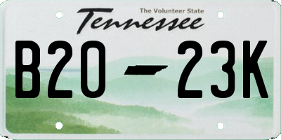 TN license plate B2023K