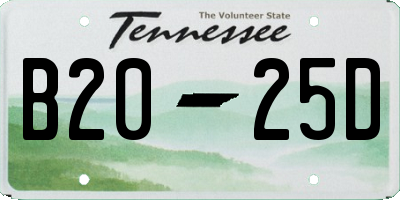 TN license plate B2025D