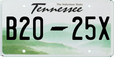 TN license plate B2025X
