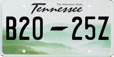 TN license plate B2025Z