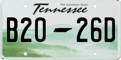TN license plate B2026D