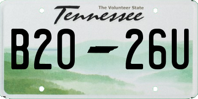 TN license plate B2026U