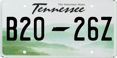 TN license plate B2026Z