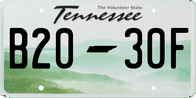 TN license plate B2030F