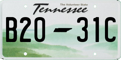 TN license plate B2031C
