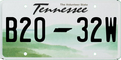 TN license plate B2032W