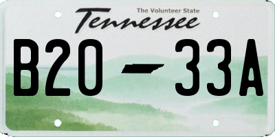 TN license plate B2033A