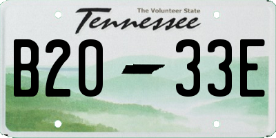 TN license plate B2033E