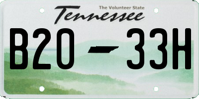 TN license plate B2033H
