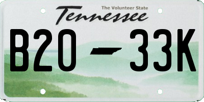 TN license plate B2033K