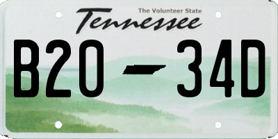 TN license plate B2034D