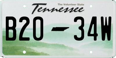 TN license plate B2034W