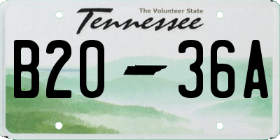 TN license plate B2036A