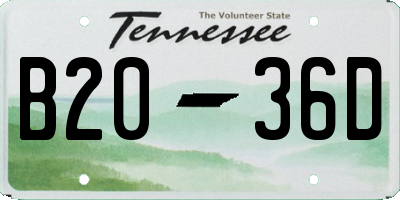 TN license plate B2036D