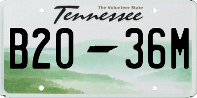 TN license plate B2036M