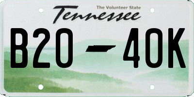 TN license plate B2040K