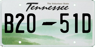 TN license plate B2051D