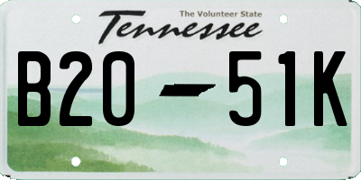 TN license plate B2051K