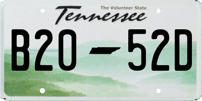 TN license plate B2052D