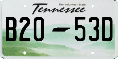 TN license plate B2053D