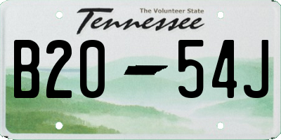 TN license plate B2054J