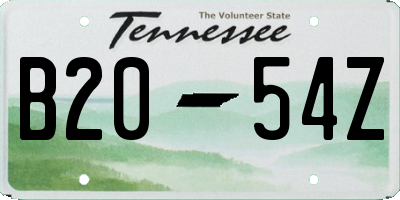 TN license plate B2054Z