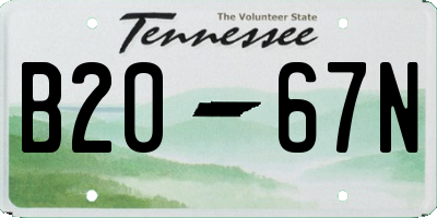 TN license plate B2067N