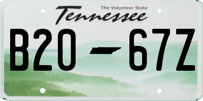 TN license plate B2067Z