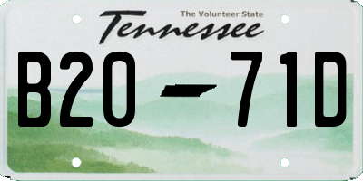 TN license plate B2071D
