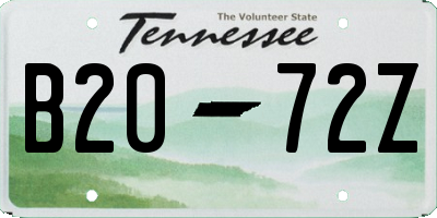 TN license plate B2072Z