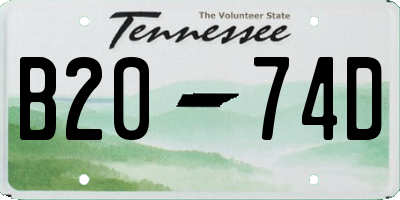TN license plate B2074D