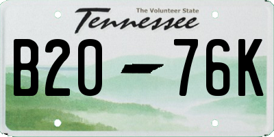 TN license plate B2076K