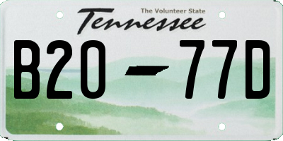 TN license plate B2077D