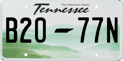 TN license plate B2077N