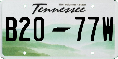 TN license plate B2077W
