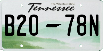 TN license plate B2078N