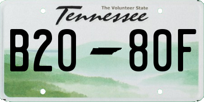 TN license plate B2080F
